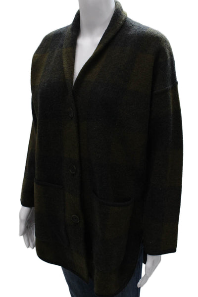 Madewell Women Cardigan Merino Check Button Green Size 2XS
