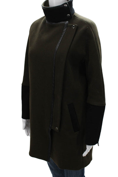 Madewell Womens Green Wool Blend Overcoat Snap Long Sleeve Size 2