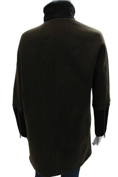 Madewell Womens Green Wool Blend Overcoat Snap Long Sleeve Size 2