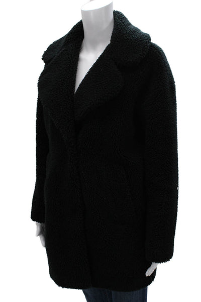 Abercrombie & Fitch Women Black Overcoat Button Polyester Long Sleeve Size XS