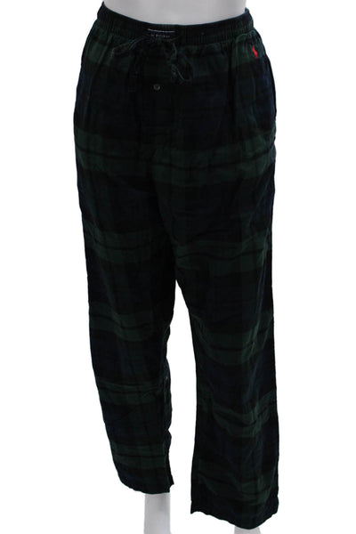 Polo Ralph Lauren Mens Drawstring Straight Plaid Pajama Pants Navy Green Large