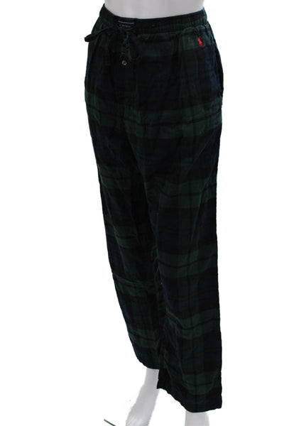 Polo Ralph Lauren Mens Drawstring Straight Plaid Pajama Pants Navy Green Large