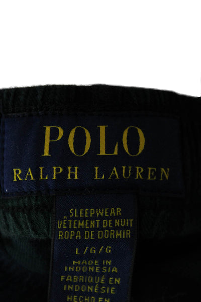 Polo Ralph Lauren Mens Drawstring Straight Plaid Pajama Pants Navy Green Large