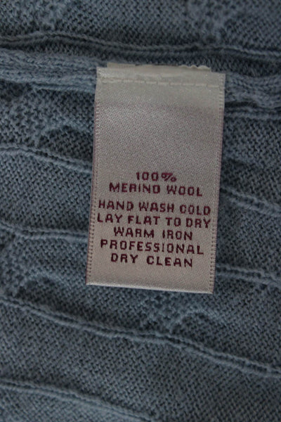 Peter Millar Mens Full Zip Sweater Blue Merino Wool Mockneck Long Sleeve Size M