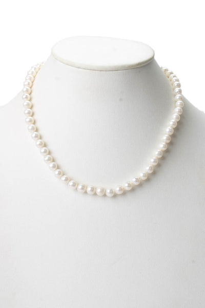 Designer Womens 925 Silver 7-8mm White Pearl Strand Necklace 18" 31.2g
