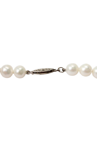 Designer Womens 925 Silver 7-8mm White Pearl Strand Necklace 18" 31.2g