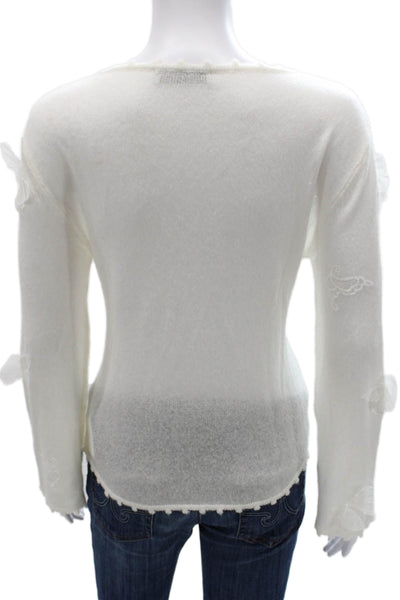 Christian Dior Womens White Wool Pullover Sweater Long Sleeve Round Neck Size S