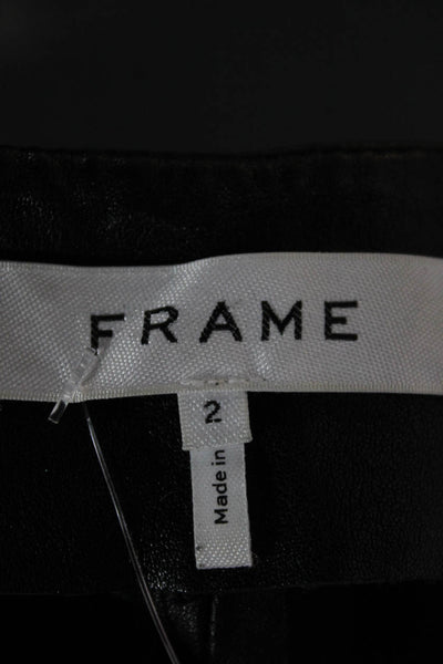 Frame Womens Dress Pants Lamb Leather Black Zip Size 2