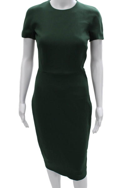 Victoria Beckham Women Sheath Dress Green Short Sleeve Round Neck Size 2