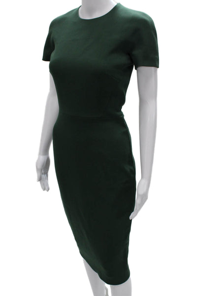 Victoria Beckham Women Sheath Dress Green Short Sleeve Round Neck Size 2
