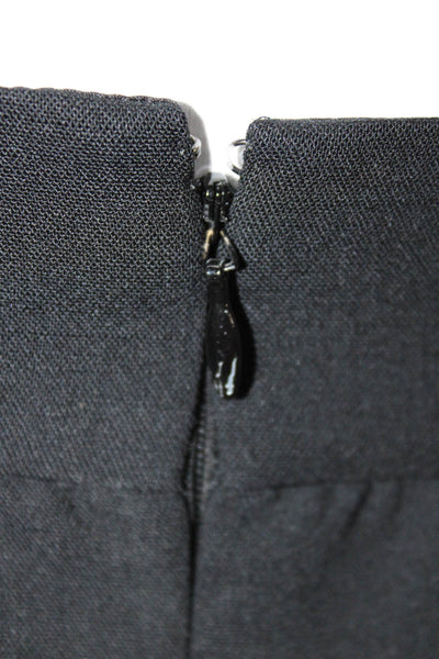 Chanel Women Black Wool Straight Pencil Skirt Zip Knee Length Size 36