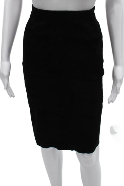 Stouls Women Straight Pencil Leather Black Skirt Knee Length Size S