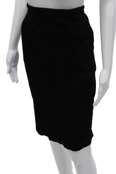 Stouls Women Straight Pencil Leather Black Skirt Knee Length Size S