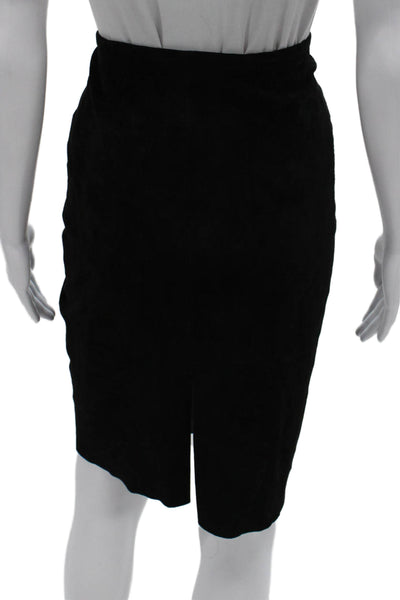 Stouls Women Straight Pencil Leather Black Skirt Knee Length Size S