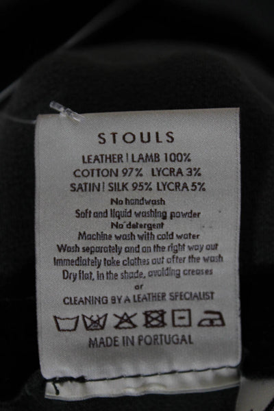 Stouls Women Straight Pencil Leather Black Skirt Knee Length Size S