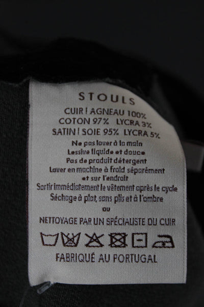 Stouls Women Straight Pencil Leather Black Skirt Knee Length Size S