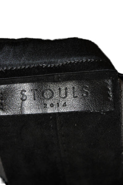 Stouls Women Straight Pencil Leather Black Skirt Knee Length Size S