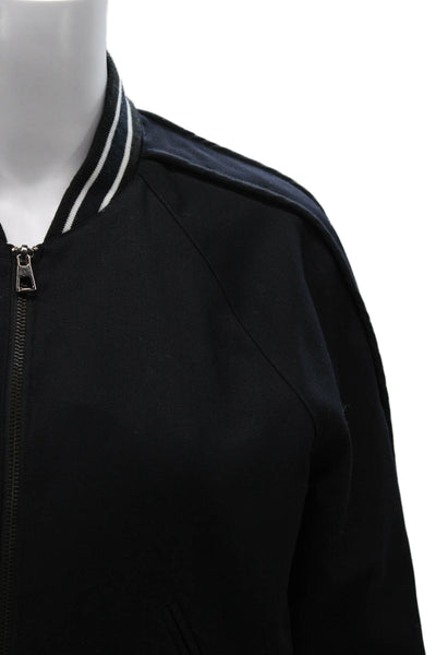 Torn by Ronny Kobo Womens Bomber Jacket Black Wool Blend Zip Size M