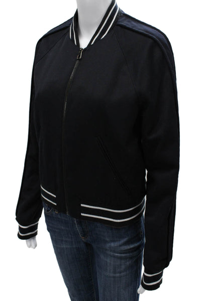 Torn by Ronny Kobo Womens Bomber Jacket Black Wool Blend Zip Size M