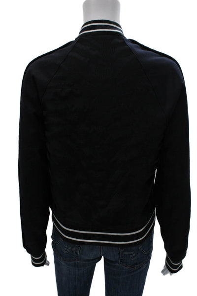 Torn by Ronny Kobo Womens Bomber Jacket Black Wool Blend Zip Size M