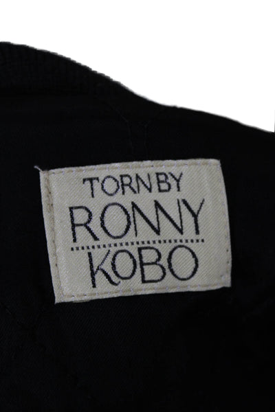 Torn by Ronny Kobo Womens Bomber Jacket Black Wool Blend Zip Size M