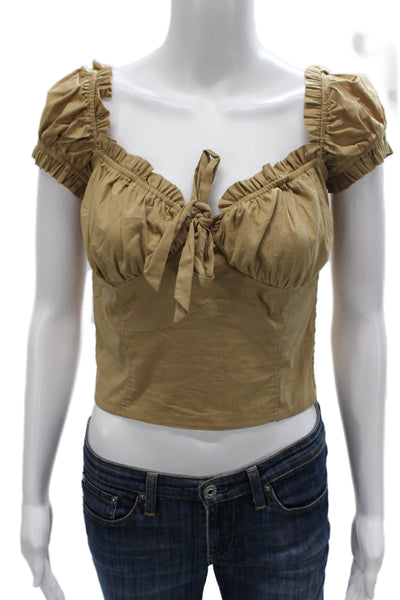 I. Am. Gia. Women Cropped Blouse Beige Tie Size L