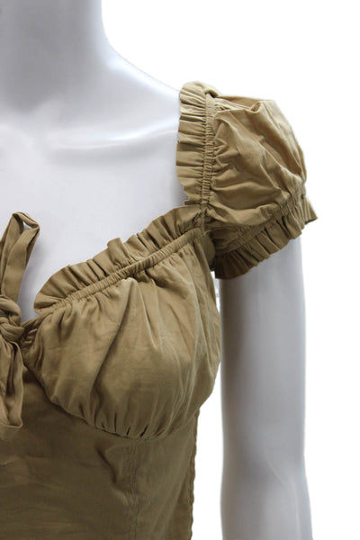 I. Am. Gia. Women Cropped Blouse Beige Tie Size L