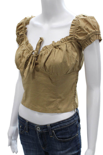 I. Am. Gia. Women Cropped Blouse Beige Tie Size L