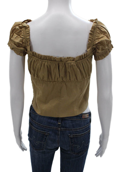 I. Am. Gia. Women Cropped Blouse Beige Tie Size L