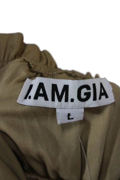 I. Am. Gia. Women Cropped Blouse Beige Tie Size L