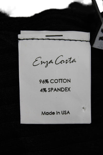 Enza Costa Women Basic Tank Black Cotton Scoop Neck Sleeveless Size M