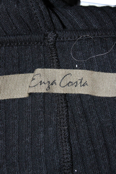 Enza Costa Women Basic Tank Black Cotton Scoop Neck Sleeveless Size M