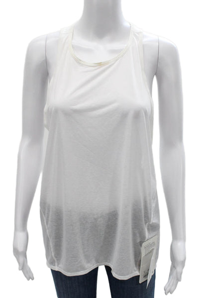 Lululemon Women Basic Tank White Round Neck Sleeveless Polyester Size 10