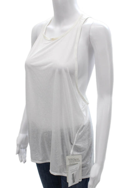 Lululemon Women Basic Tank White Round Neck Sleeveless Polyester Size 10