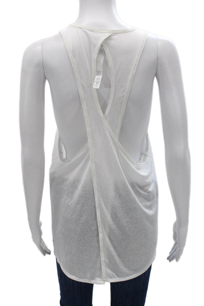 Lululemon Women Basic Tank White Round Neck Sleeveless Polyester Size 10