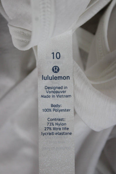 Lululemon Women Basic Tank White Round Neck Sleeveless Polyester Size 10