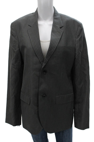 Marc By Marc Jacobs Mens Striped Linen Blazer Gray Button Size M