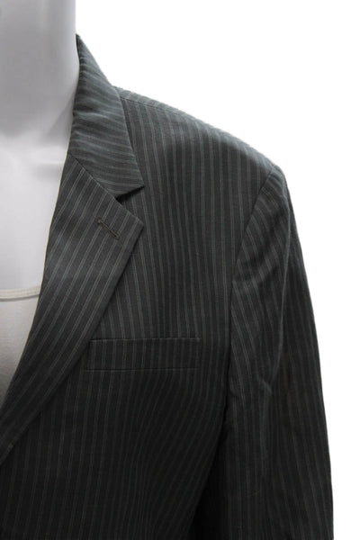 Marc By Marc Jacobs Mens Striped Linen Blazer Gray Button Size M