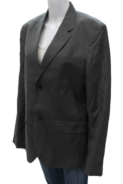Marc By Marc Jacobs Mens Striped Linen Blazer Gray Button Size M