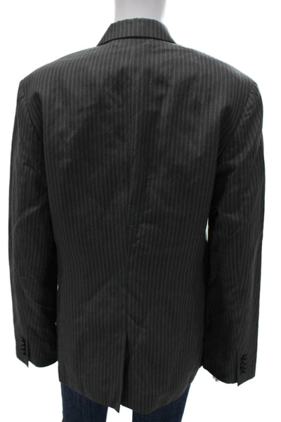 Marc By Marc Jacobs Mens Striped Linen Blazer Gray Button Size M
