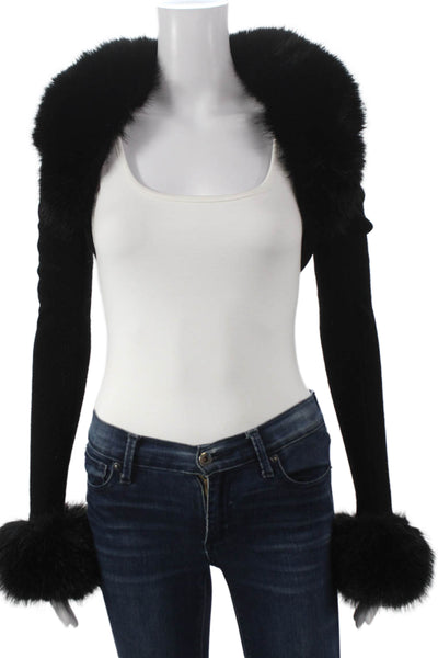 Guizio Women Shrug Cashmere Sweater Black Long Sleeve Size S
