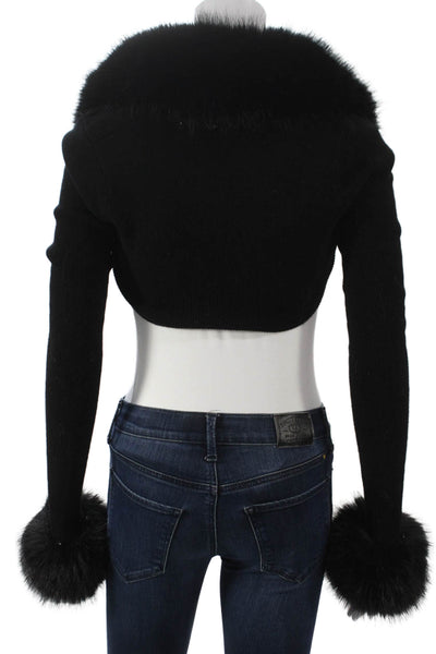 Guizio Women Shrug Cashmere Sweater Black Long Sleeve Size S