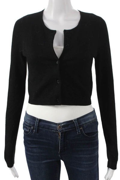 We Wore What Womens Black Cardigan Long Sleeve Round Neck Size S