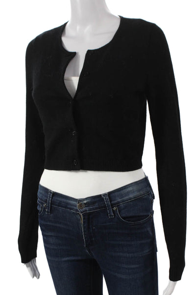 We Wore What Womens Black Cardigan Long Sleeve Round Neck Size S