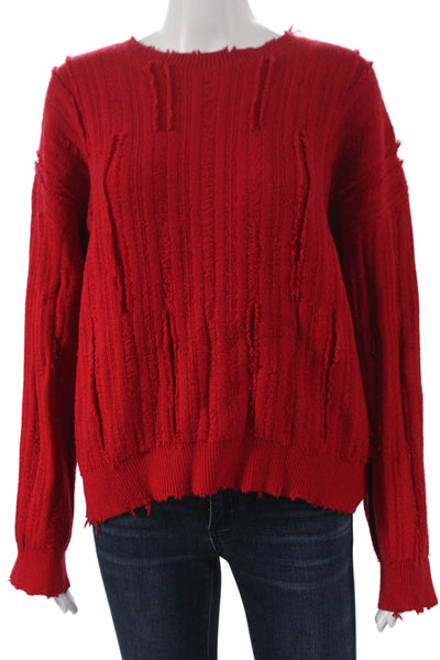 R+A Women Pullover Sweater Red Viscose Round Neck Long Sleeve Fall Size S