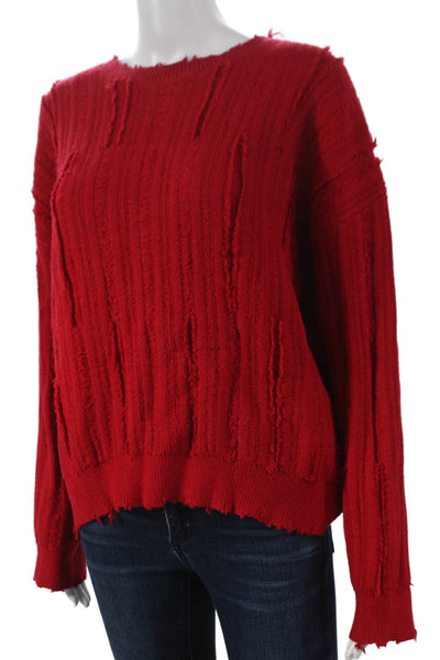 R+A Women Pullover Sweater Red Viscose Round Neck Long Sleeve Fall Size S