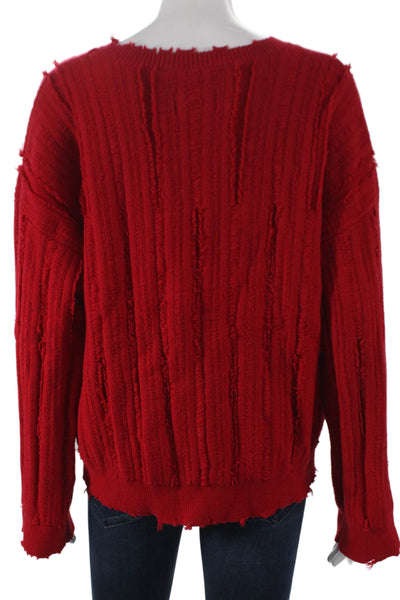 R+A Women Pullover Sweater Red Viscose Round Neck Long Sleeve Fall Size S