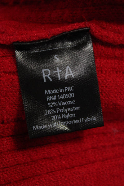 R+A Women Pullover Sweater Red Viscose Round Neck Long Sleeve Fall Size S