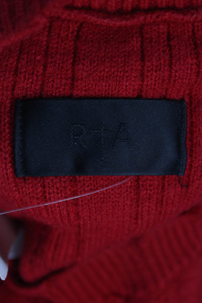 R+A Women Pullover Sweater Red Viscose Round Neck Long Sleeve Fall Size S