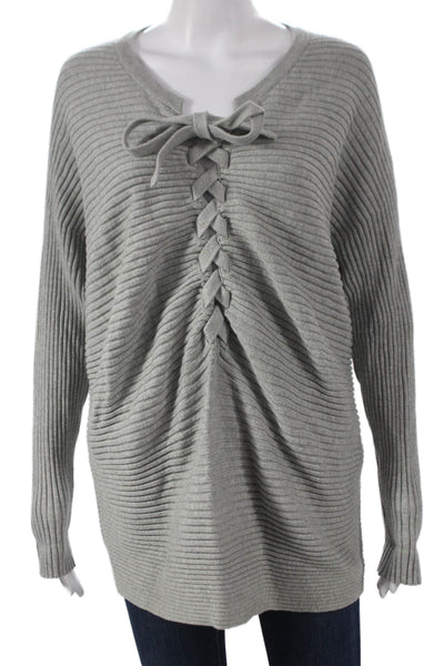 Designers Remix Charlotte Eskilden Womens Pullover Gray Striped Size S